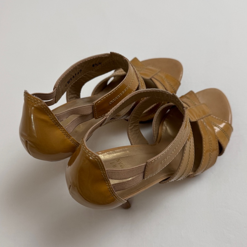Stuart Weitzman Patent Leather Strappy Stiletto Platform Heels Size 8.5 Classic - Picture 9 of 13